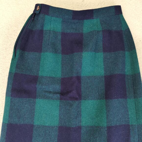 Vintage Blarney Woolen Mills 100% Wool Skirt Tartan Plaid Women's 8 Midi Pleated - Picture 5 of 9